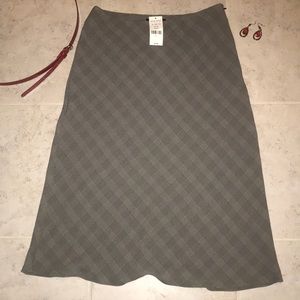New York & Company Checkered Skirt Knee Length Gray Black